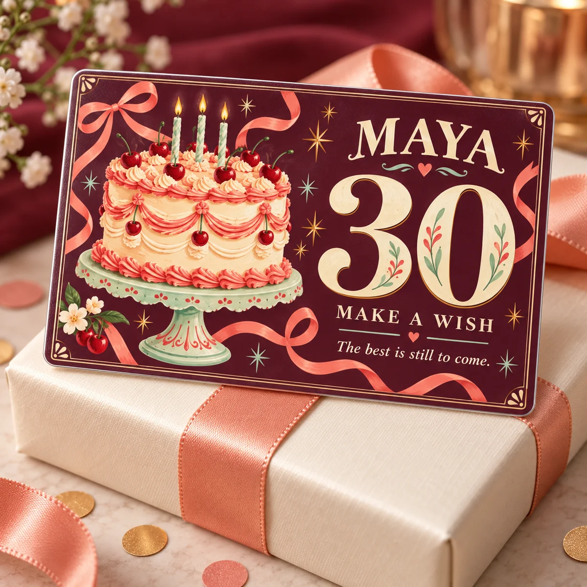 Product visualization of a custom birthday cards design.