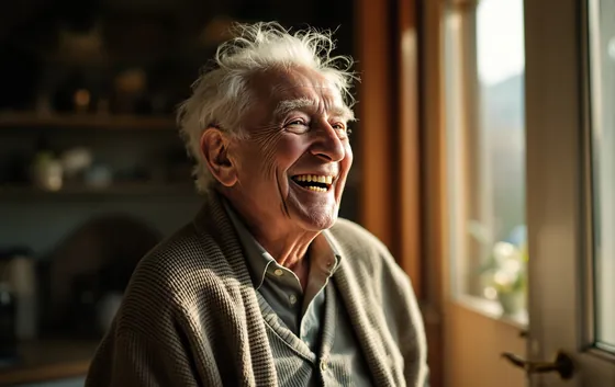 A Dote card printed with a grandfather laughing